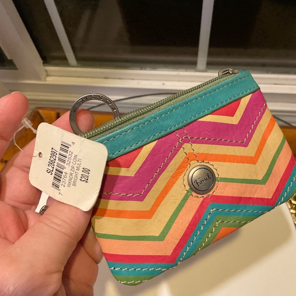 VTG Fossil Chevron Pattern Small Coin Purse NWT - Picture 3 of 6